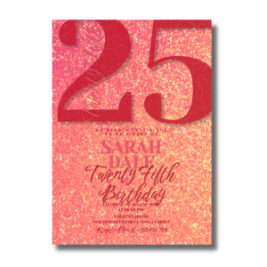 Twenty Fifth Orange Shimmer Glitter Birthday Canva Invitation