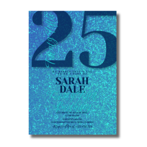 Twenty Fifth Aqua Blue Shimmer Glitter Birthday Canva Invitation