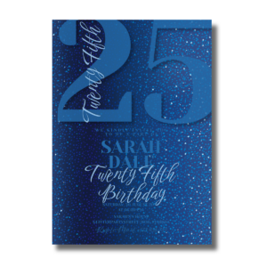 Twenty Fifth Blue Shimmer Glitter Birthday Canva Invitation