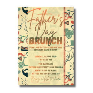 Father’s Day Orange Green Icons Brunch Canva Invitation