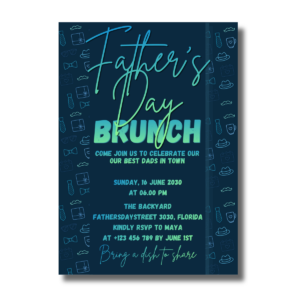 Father’s Day Dark Blue Neon Icons Brunch Canva Invitation