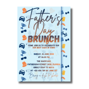 Father’s Day Light Blue Icons Brunch Canva Invitation