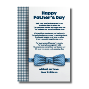Father’s Day Blue Bow Tie Canva Folded Greeting Card