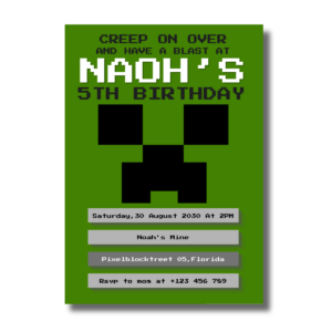 Pixel Block Birthday Party Canva Invitation