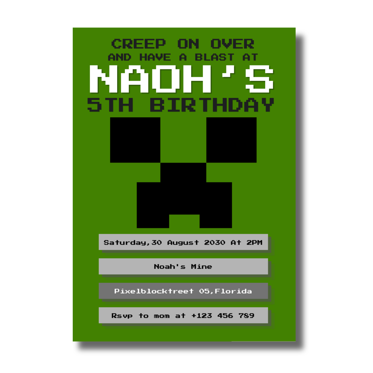 Pixel Block Birthday Party Canva Invitation