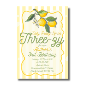 Easy Peasy Lemon Three-zy Birthday Canva Invitation