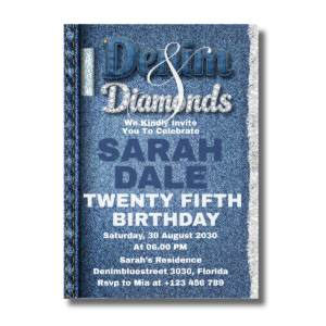 Denim & Diamond Birthday Canva Invitation