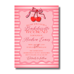 Bachelorette Weekend She’s The Cherry On Top Canva Details & Invitation