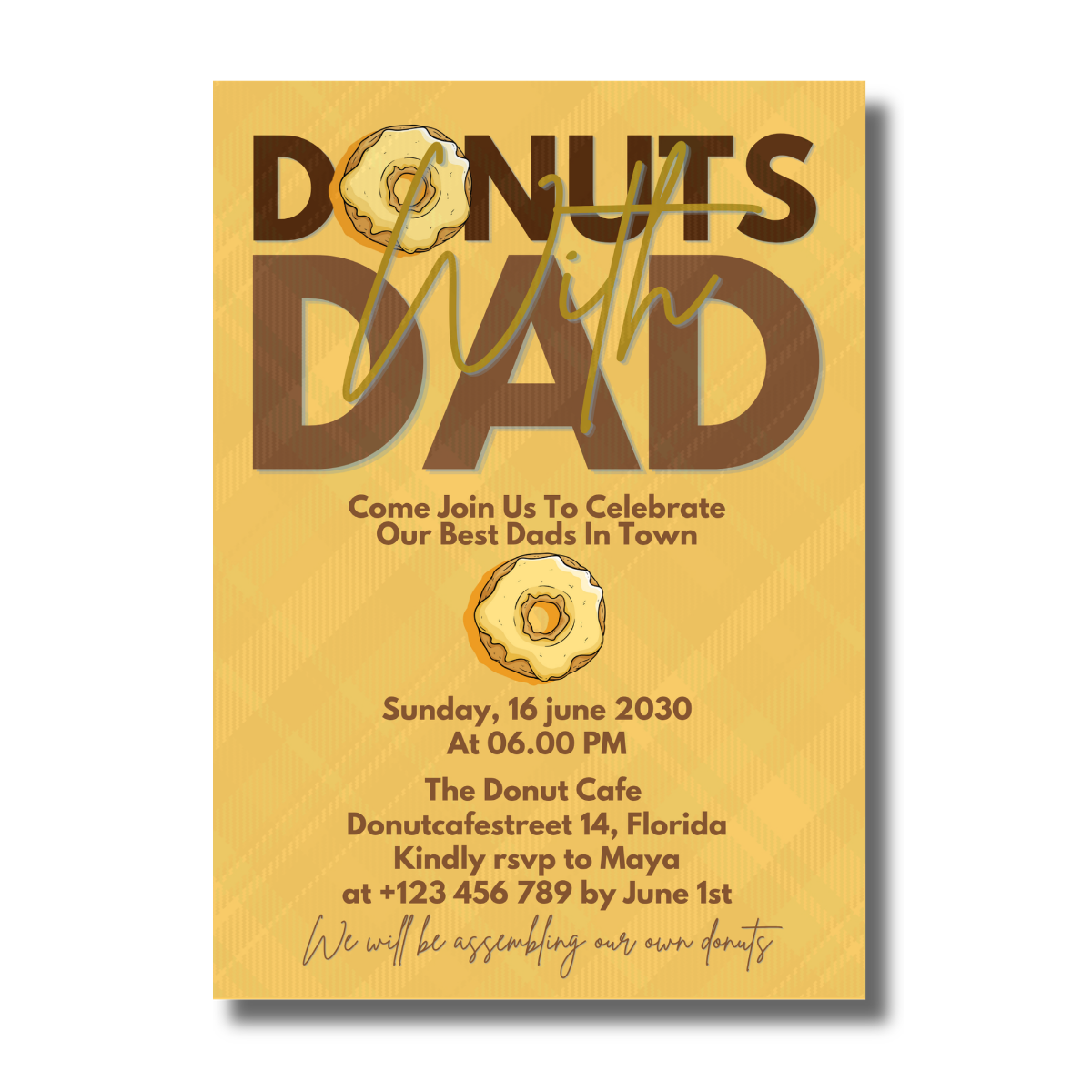 Yellow Donuts with Dad for Father’s Day Celebration Canva Invitation
