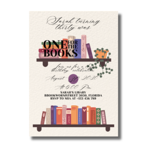 One for the Books Bookshelves Thirtieth Birthday Invitation