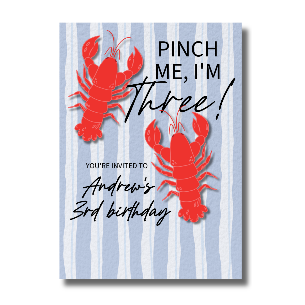 Pinch Me, I'm Three Crawfish Birthday Party Invitation - Image 2