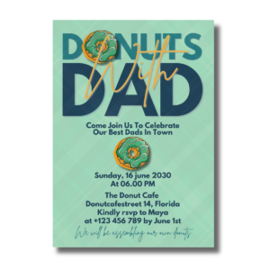Green Donuts with Dad for Father’s Day Celebration Canva Invitation