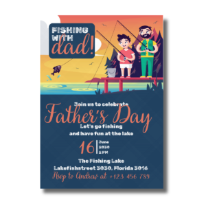 Father's Day Fishing at the Lake Celebration Canva Invitation