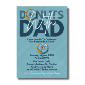 Blue Donuts with Dad for Father’s Day Celebration Canva Invitation