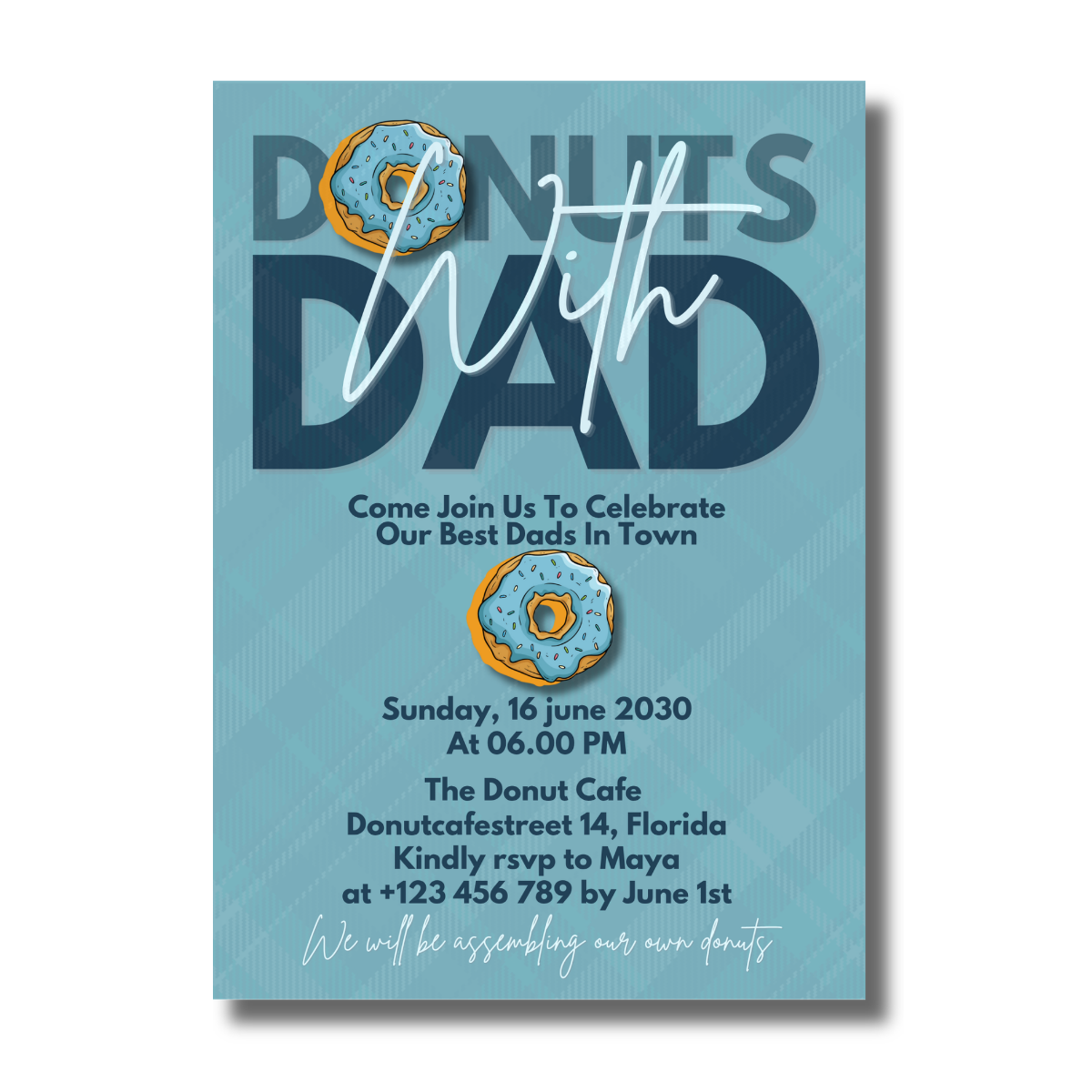 Blue Donuts with Dad for Father’s Day Celebration Canva Invitation