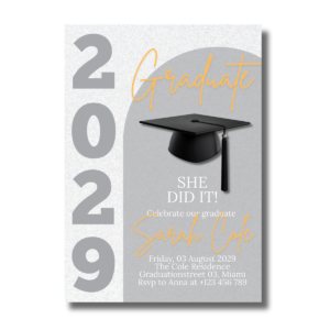 Gray Graduation Cap Canva Invitation