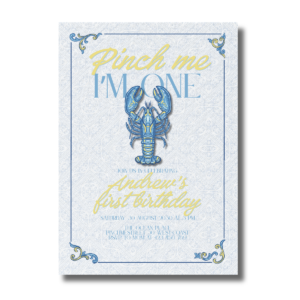 Pinch Me I'm One First Crawfish Birthday Invitation