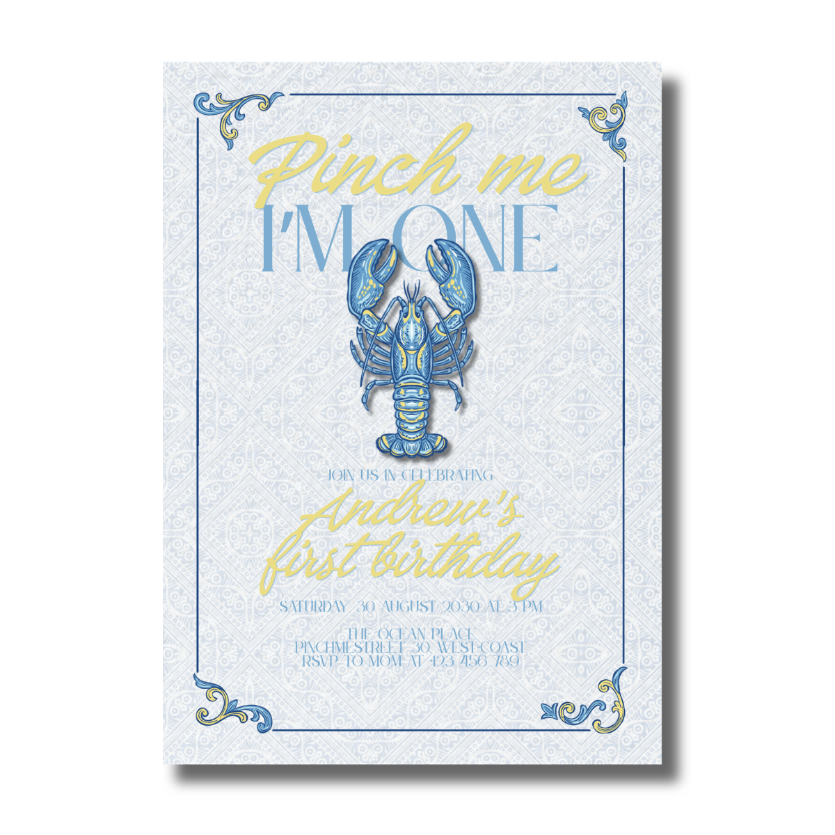 Pinch Me I'm One First Crawfish Birthday Invitation