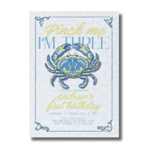 Pinch Me I'm Three Crawfish Birthday Invitation
