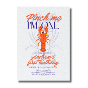 Pinch Me, I'm One Red Crawfish Birthday Invitation