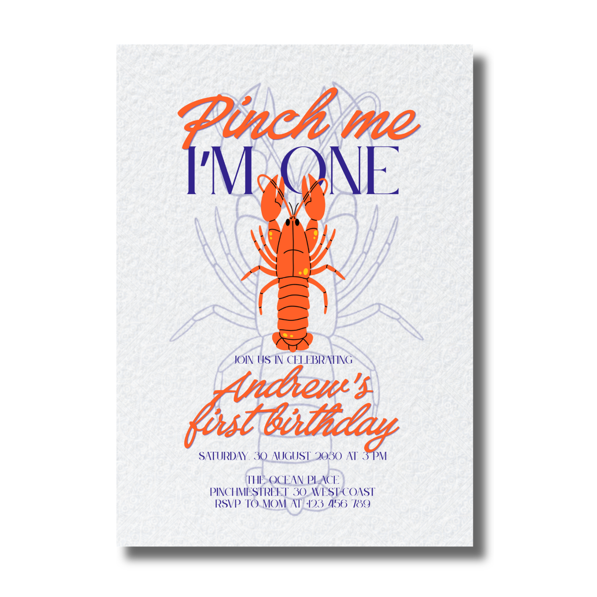 Pinch Me, I'm One Red Crawfish Birthday Invitation
