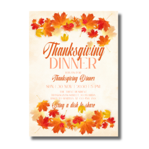 Fall/Autumn Leaves Harvest Celebration Thanksgiving Dinner Invitation