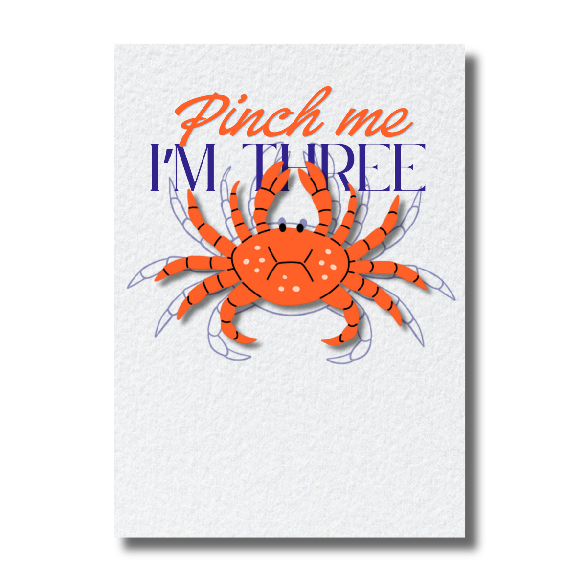 Pinch Me I'm Three Red Crab Birthday Invitation - Image 2