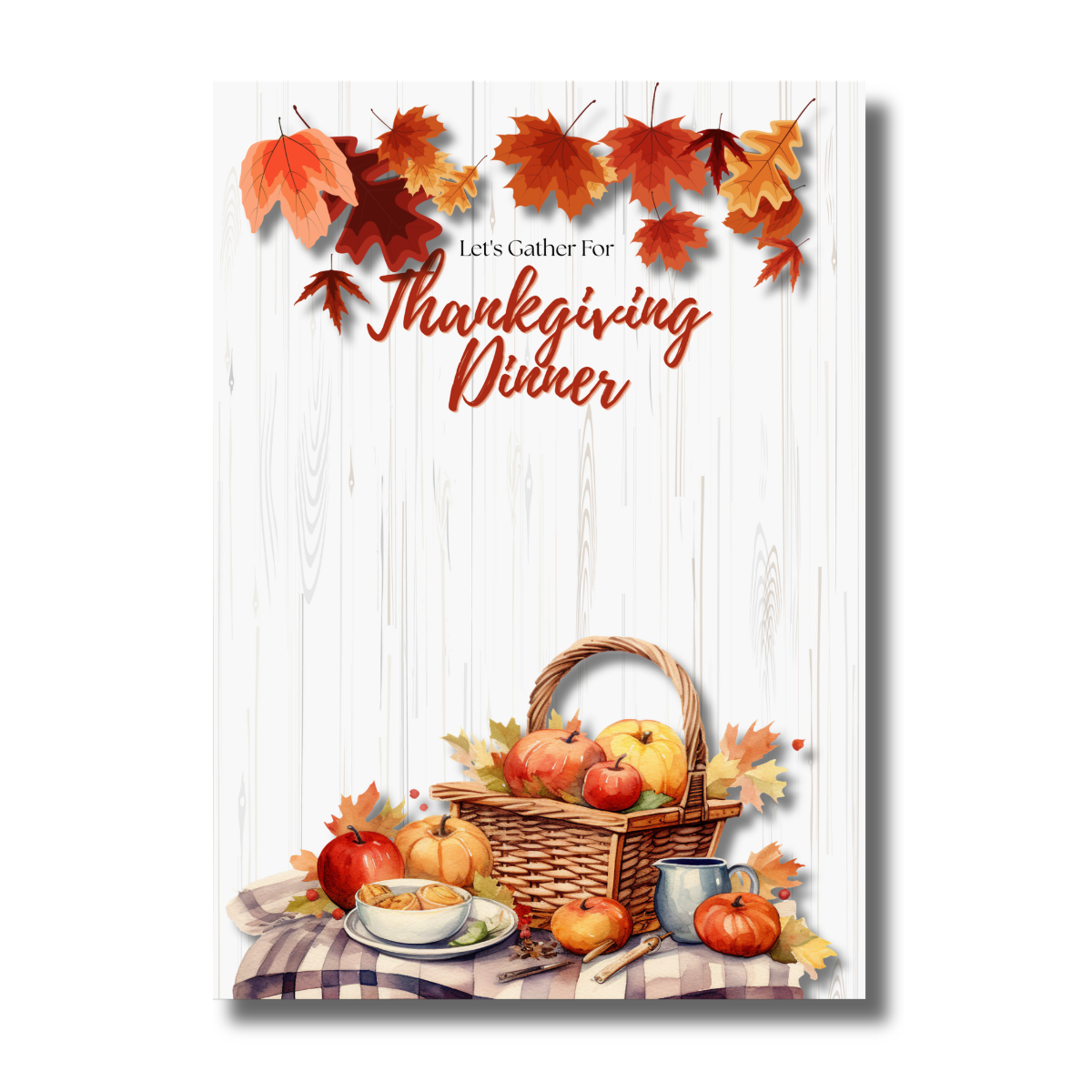 Fall/Autumn Leaves Picnic Basket Thanksgiving Dinner Invitation - Image 2