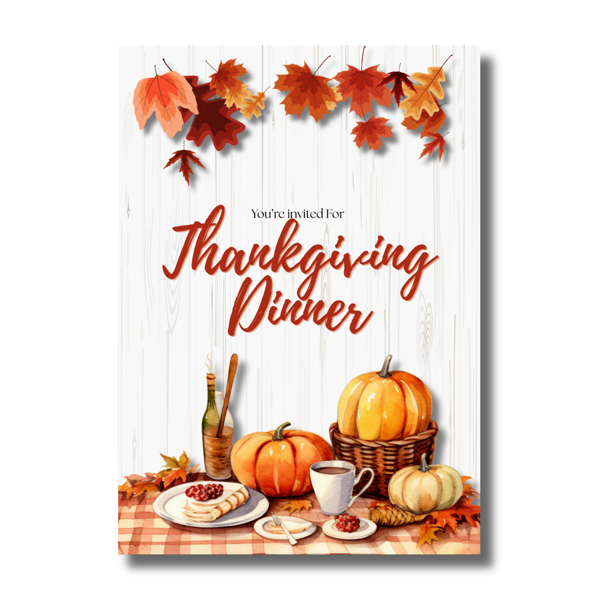 Fall/Autumn Leaves Picnic Table Thanksgiving Dinner Invitation - Image 2