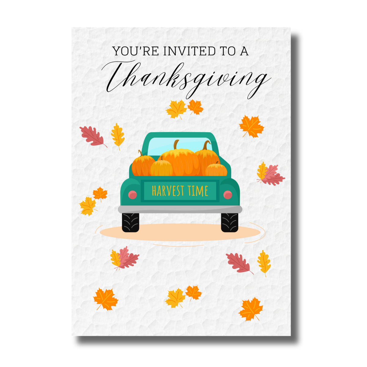 Hello Autumn Pumpkin Truck Fall Thanksgiving Invitation - Image 2