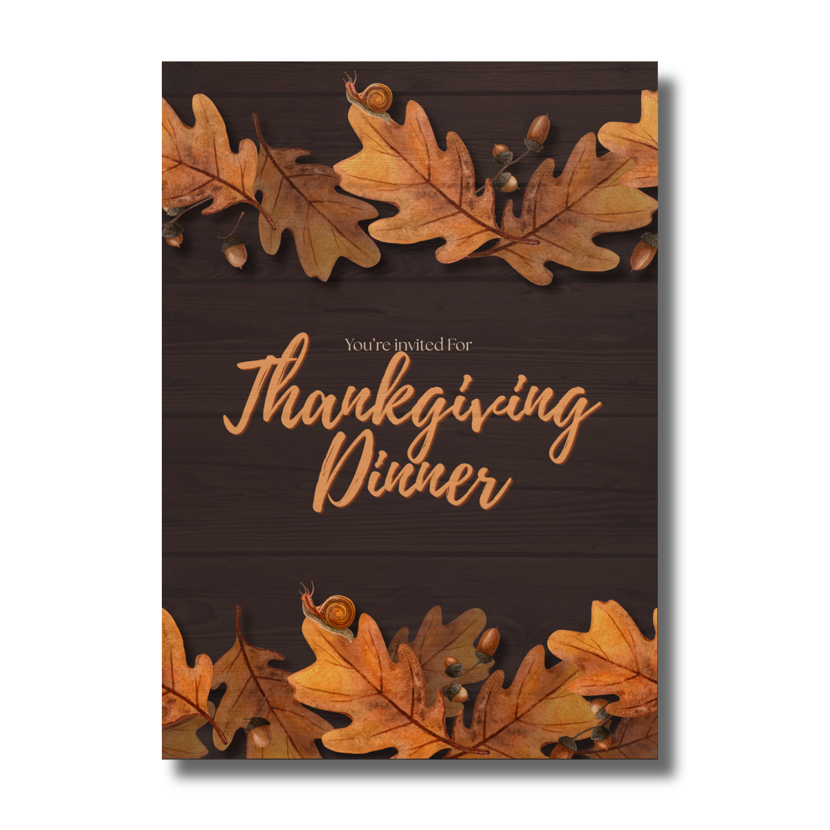 Fall/Autumn Brown Foliage Leaves Thanksgiving Dinner Invitation - Image 2