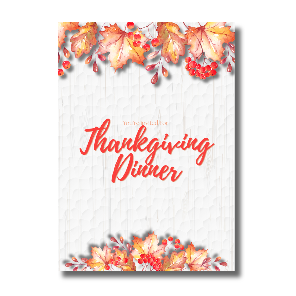 Fall/Autumn Orange Leaves Thanksgiving Dinner Invitation - Image 2
