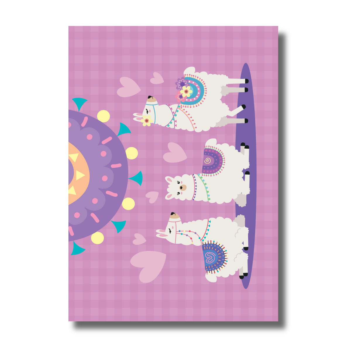 Whole Llama Fun Fifth Purple Birthday Invitation - Image 2