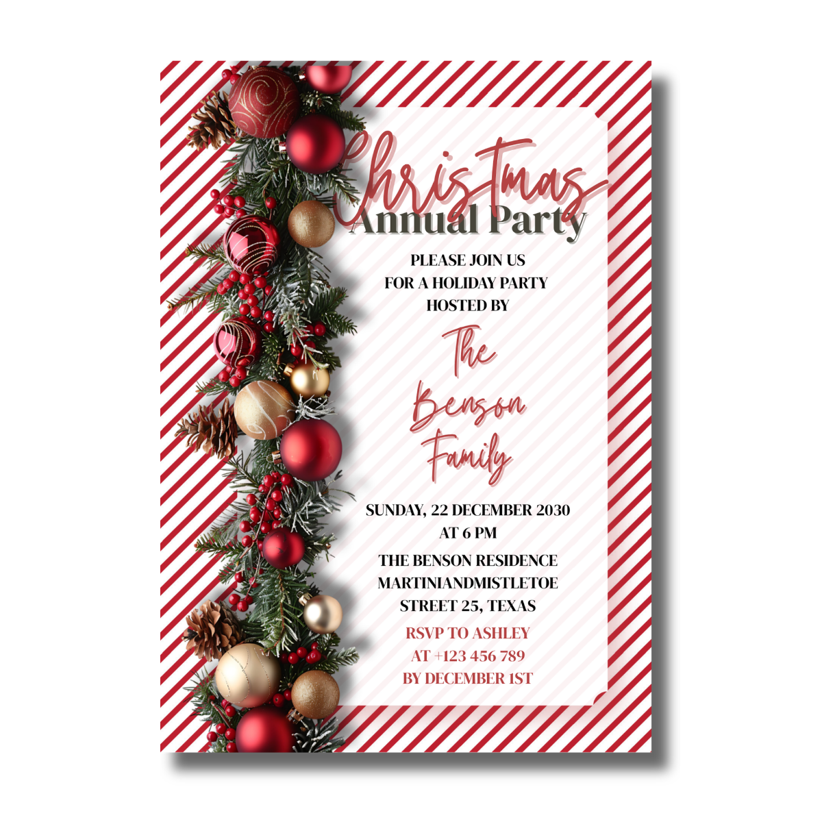 Christmas Garland Decoration and Ornaments Invitation