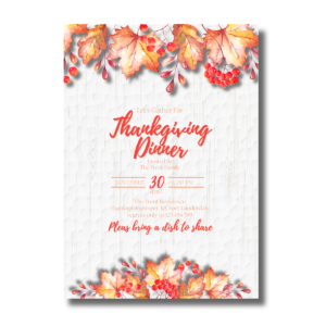 Fall/Autumn Orange Leaves Thanksgiving Dinner Invitation