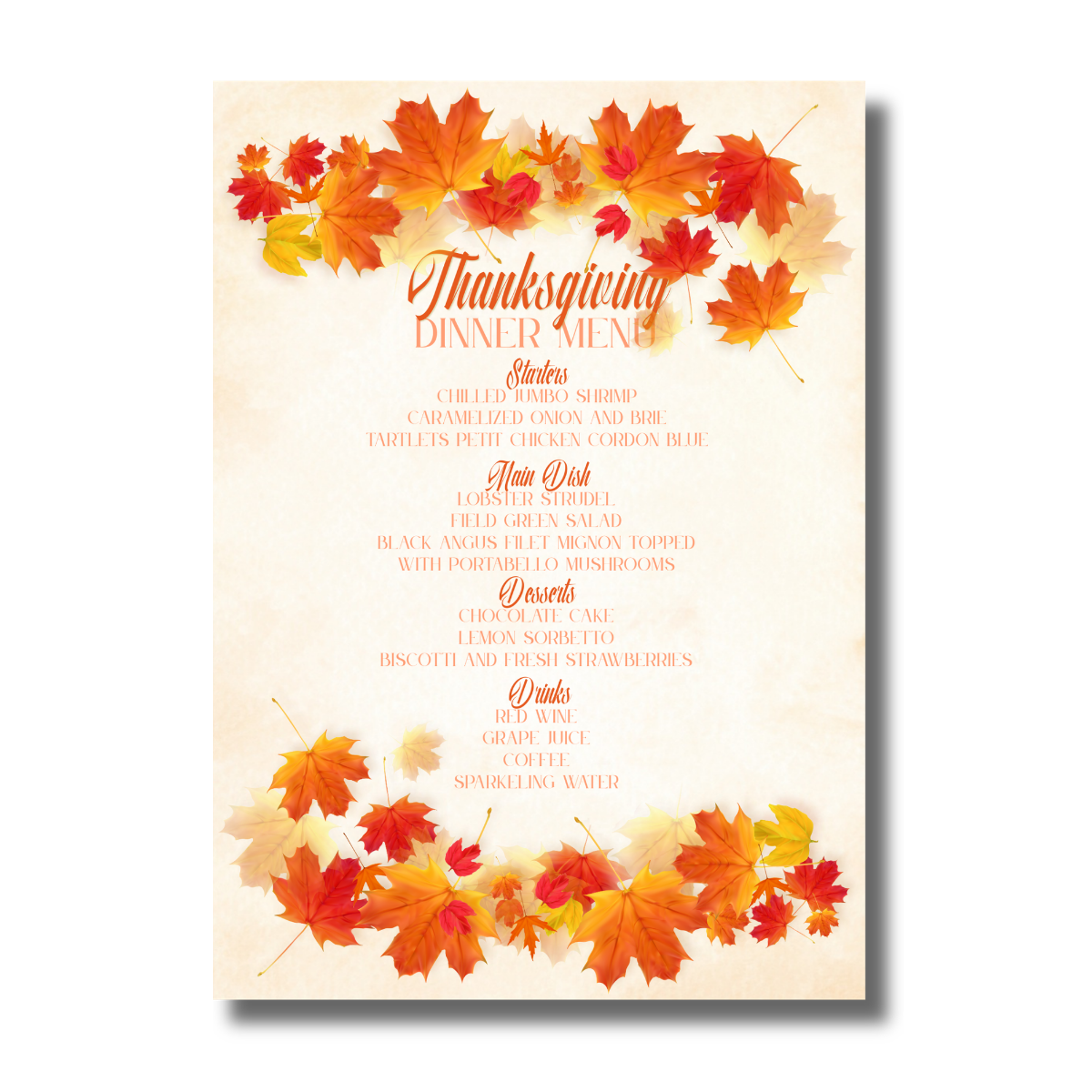 Fall/Autumn Leaves Harvest Celebration Thanksgiving Dinner Invitation - Image 3