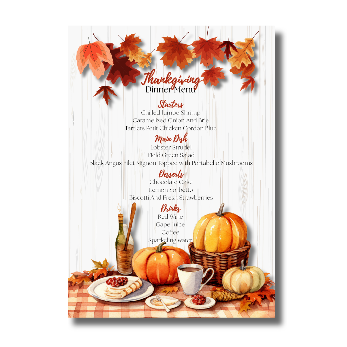 Fall/Autumn Leaves Picnic Table Thanksgiving Dinner Invitation - Image 3
