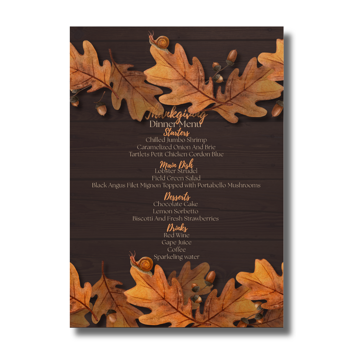 Fall/Autumn Brown Foliage Leaves Thanksgiving Dinner Invitation - Image 3