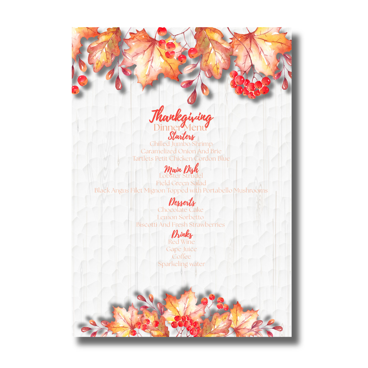 Fall/Autumn Orange Leaves Thanksgiving Dinner Invitation - Image 3
