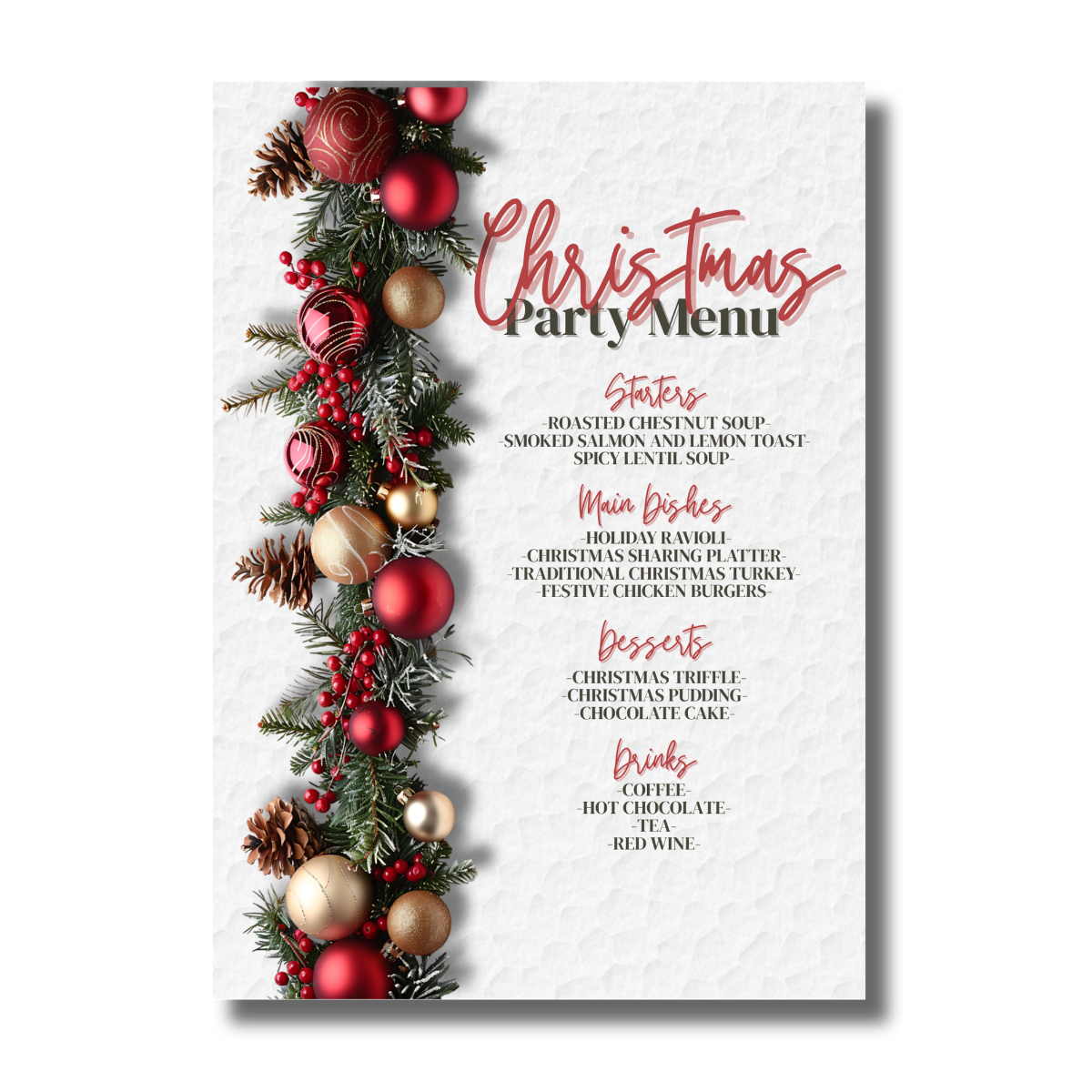 Christmas Garland Red Decoration and Ornaments Invitation - Image 4