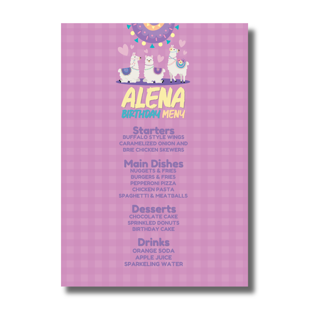 Whole Llama Fun Fifth Purple Birthday Invitation - Image 3