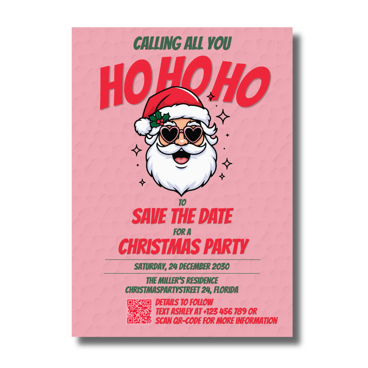 Calling All You Ho Ho Ho Cute Funny Christmas Party Invitation - Image 3