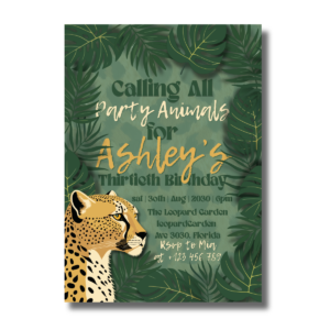 Calling All Party Animals Tropical Leaves Birthday Invitation