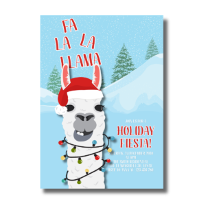 Fa La La La Llama lights Christmas Holiday Fiesta Party Invitation