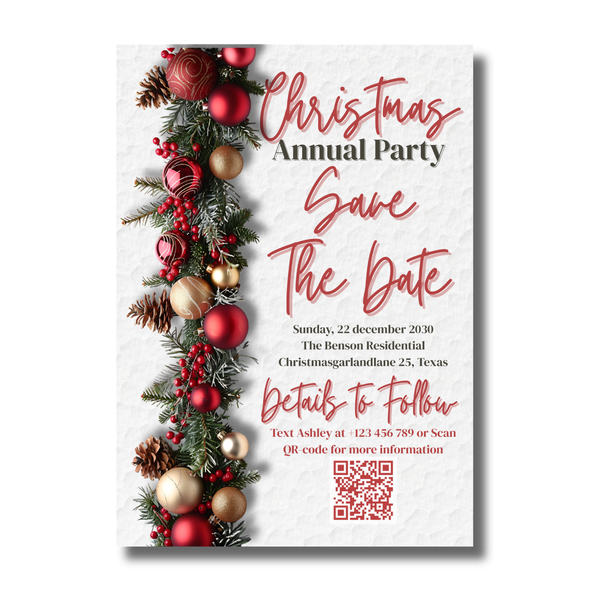 Christmas Garland Red Decoration and Ornaments Invitation - Image 3