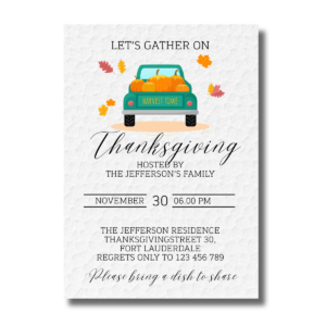 Hello Autumn Pumpkin Truck Fall Thanksgiving Invitation