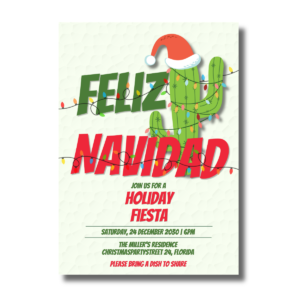 Feliz Navidad Cute Cactus Funny Christmas Holiday Fiesta Party Invitation