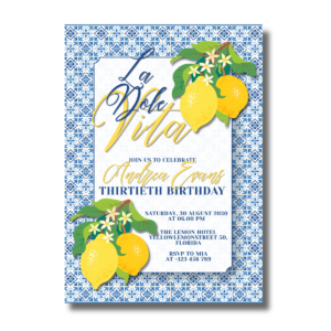 La Dolce Vita Mediterranean Birthday Amalfi Coast Party Lemon Invitation