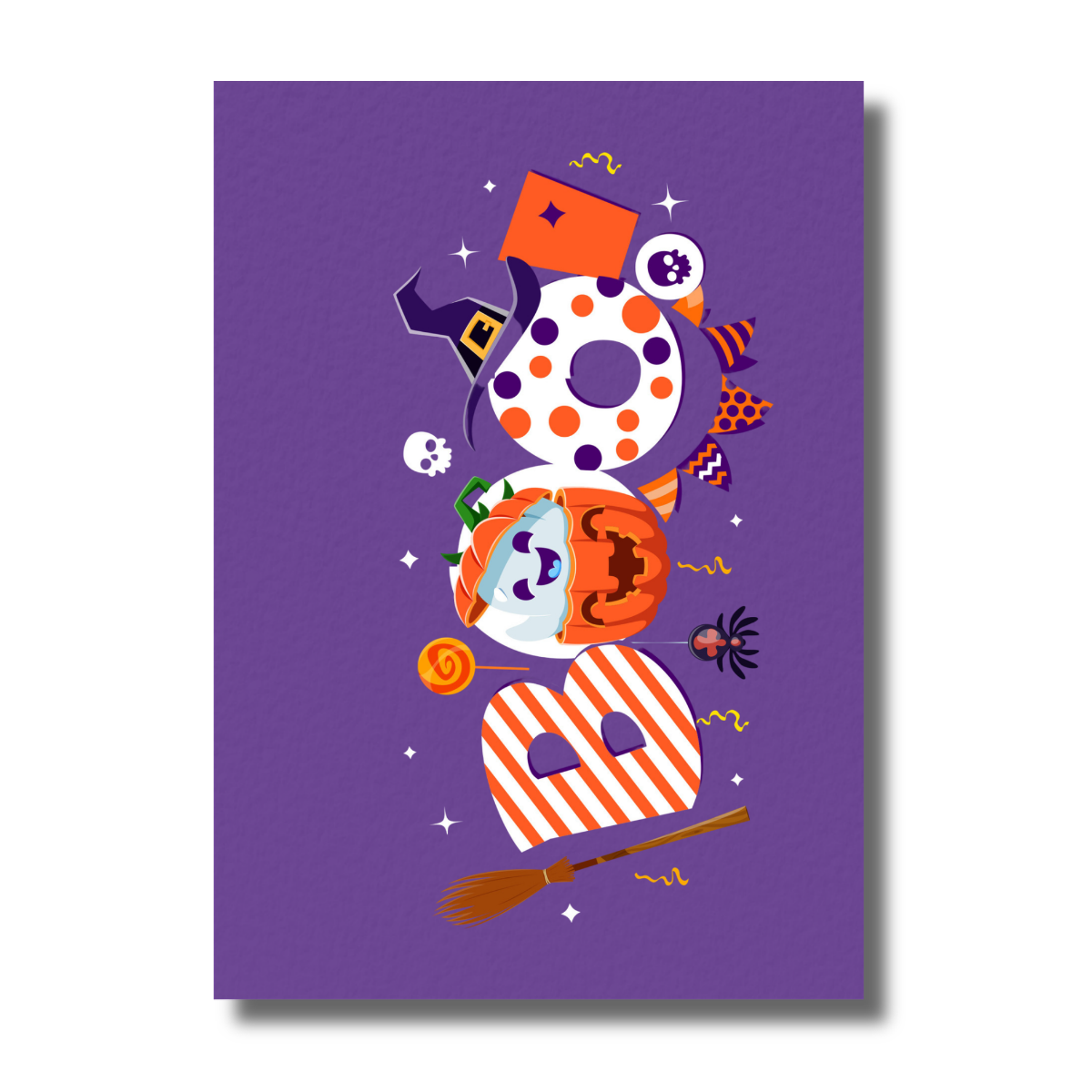 Boo Let's Get Spooky Purple Halloween Party Invitation - Image 2
