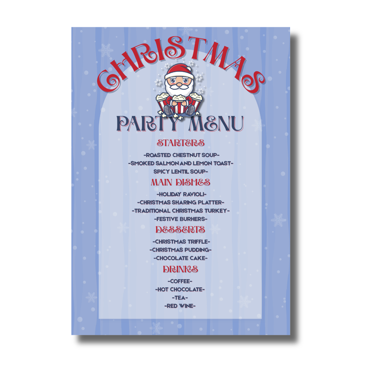 Christmas Santa Movie Night Popcorn Invitation - Image 3